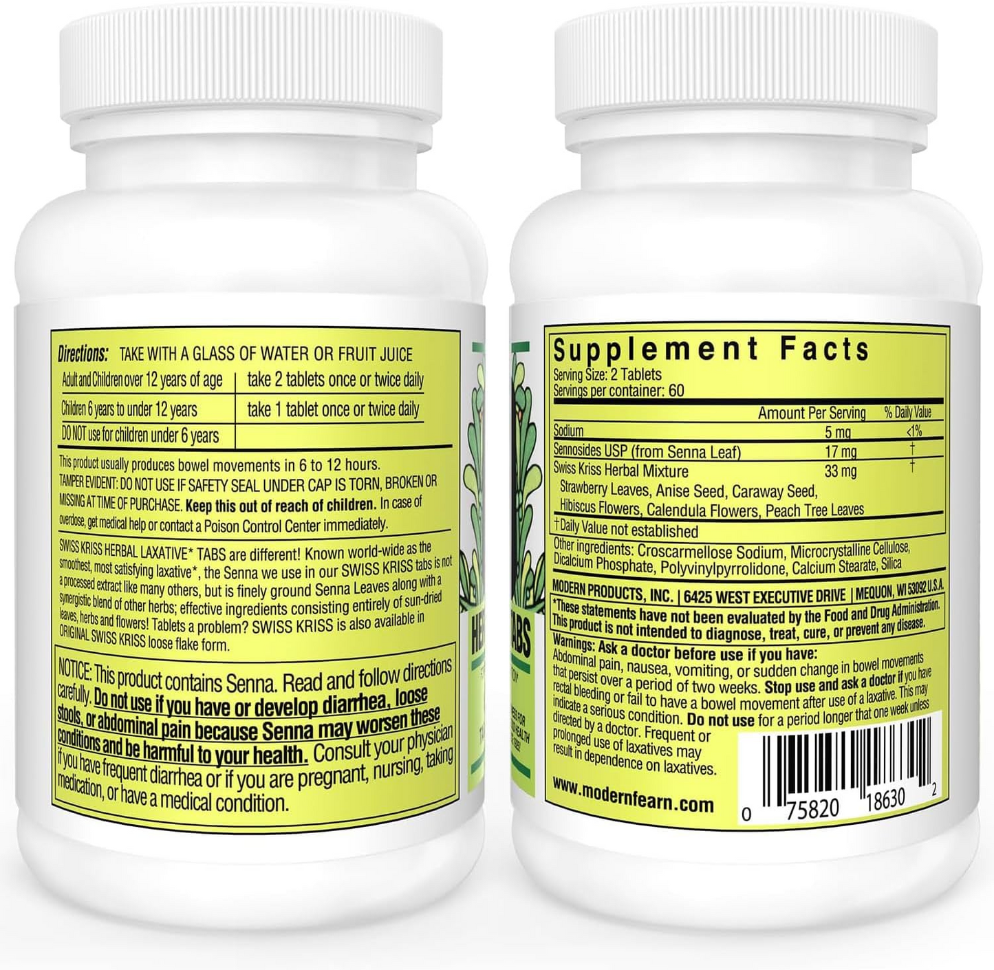 Swiss Kriss Herbal Laxative Tablets-Pack of 2